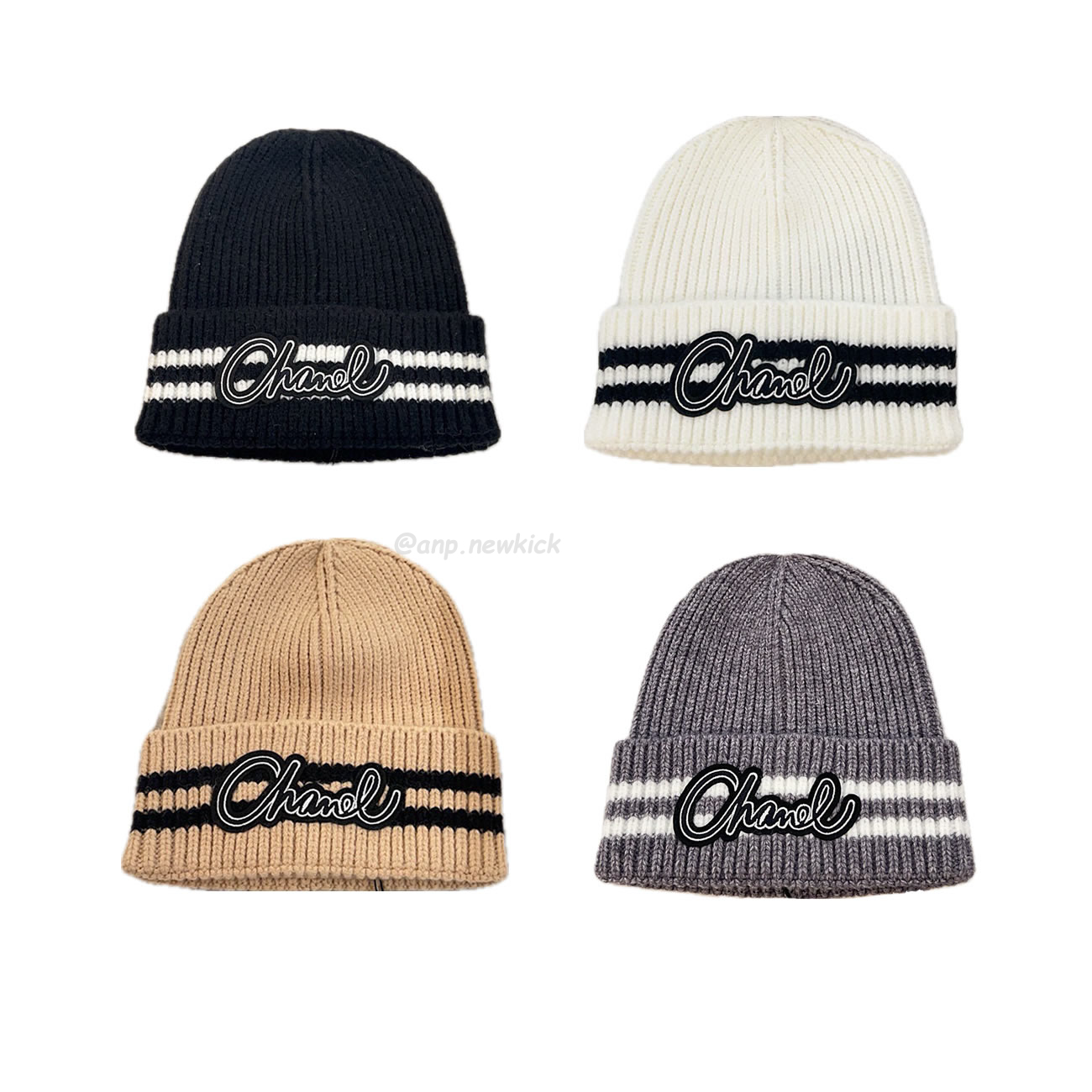 Chanel Knitted Cold Hat White Black Gray Brown (1) - newkick.vip